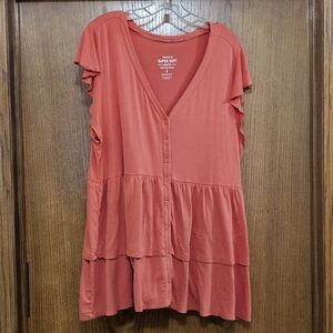 Women's Coral Button-Down Top
